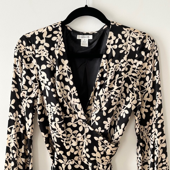 Harold's 100% Silk Floral Wrap Dress - Picture 2 of 16
